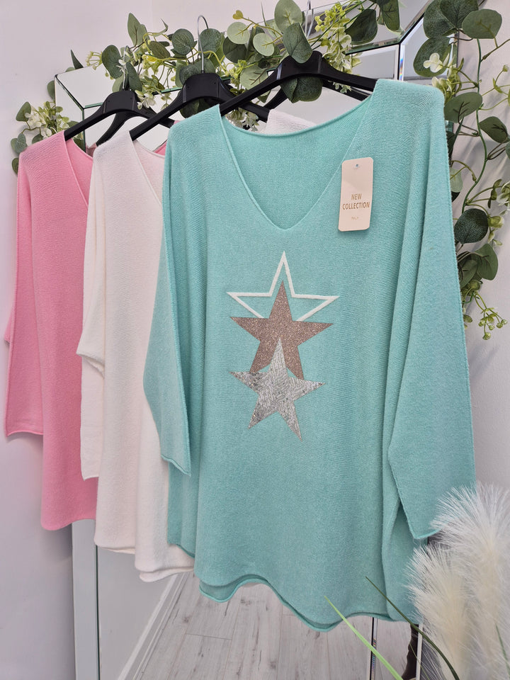 Triple Stars Jumper - (choose your Colour) (Curvy)