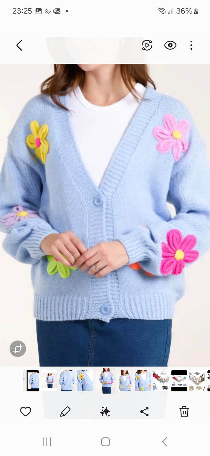 Daisy Cardigan - Blue (choose your Size)