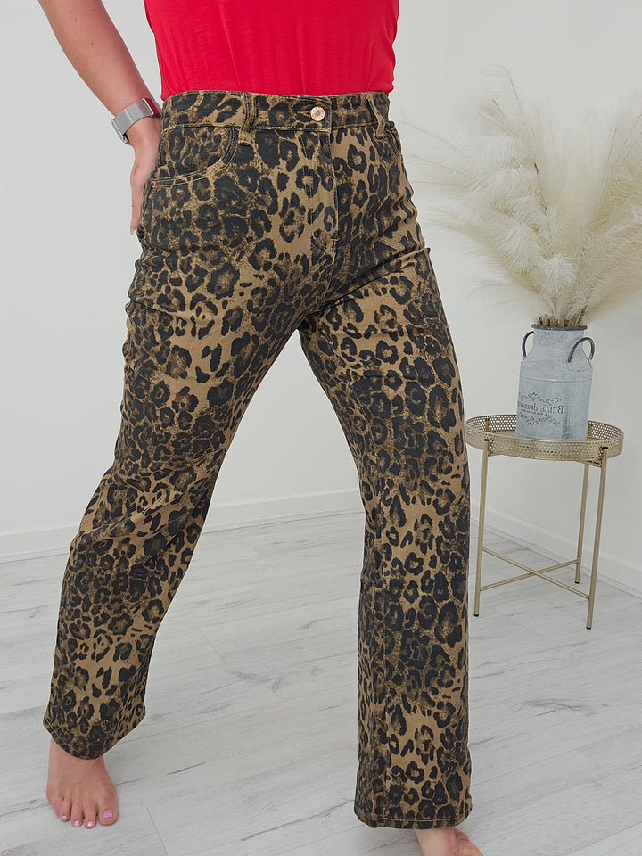 G Smack Wide Leg Leopard Print Jeans - (choose your Size)