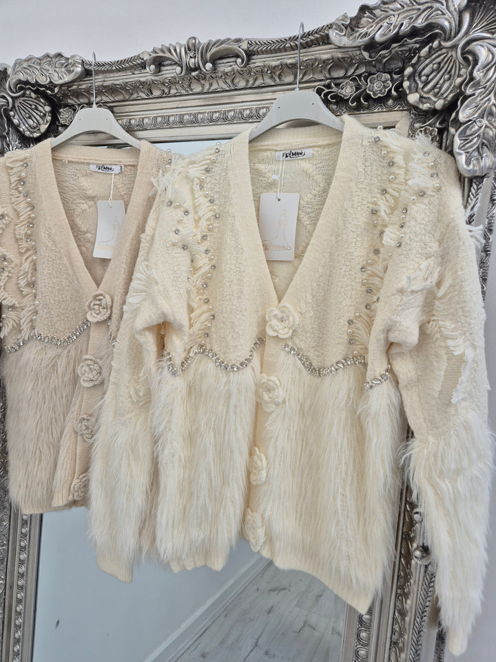 Christabelle Crystal & Pearl Cardigan - (choose your Colour & Size)