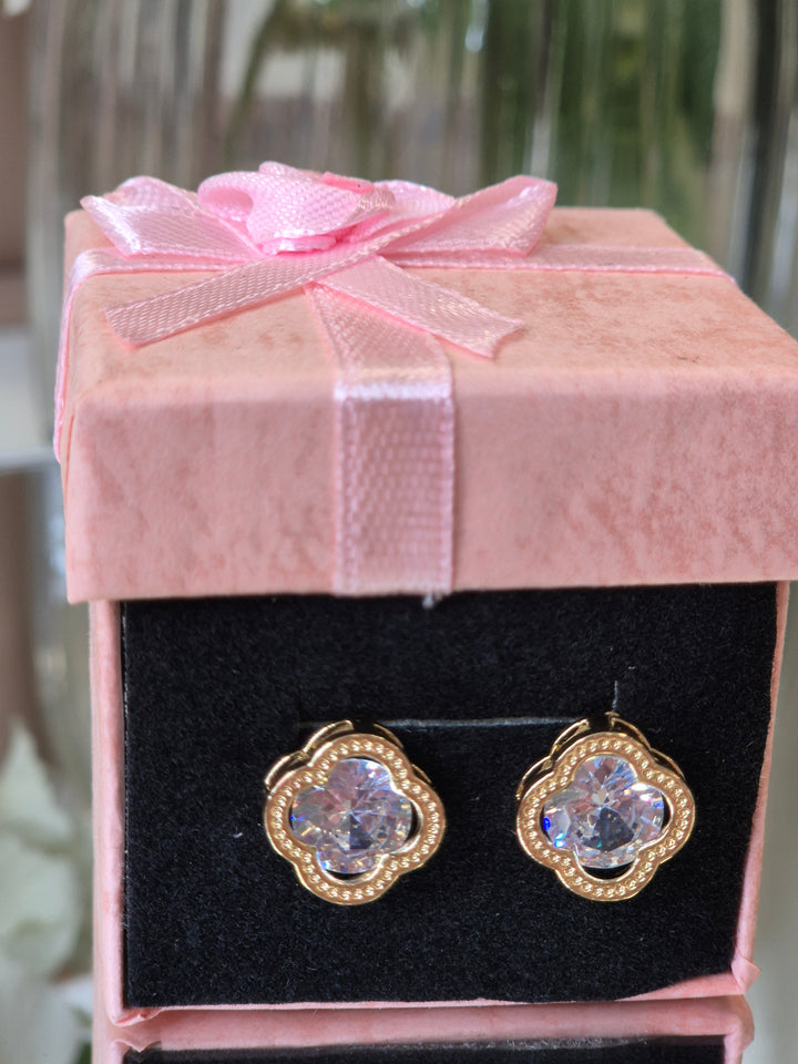 Crystal Earrings - Gold Tone (Pierced)