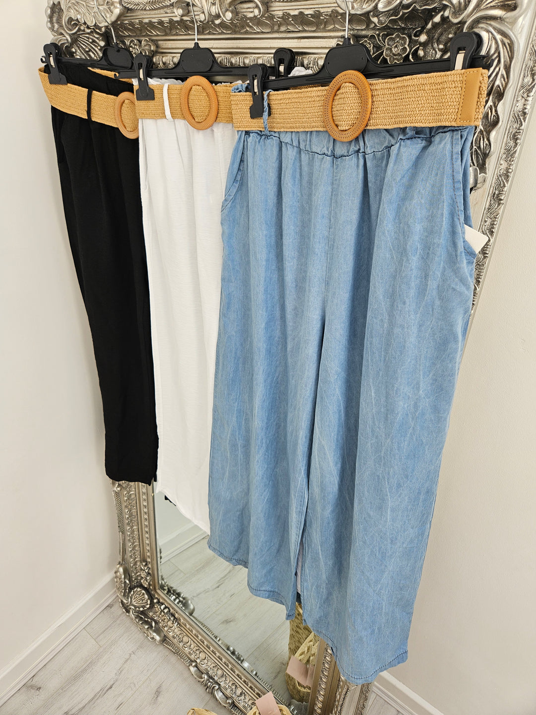 Winnie Wide Leg Trousers with Hessian Belt (choose your colour)