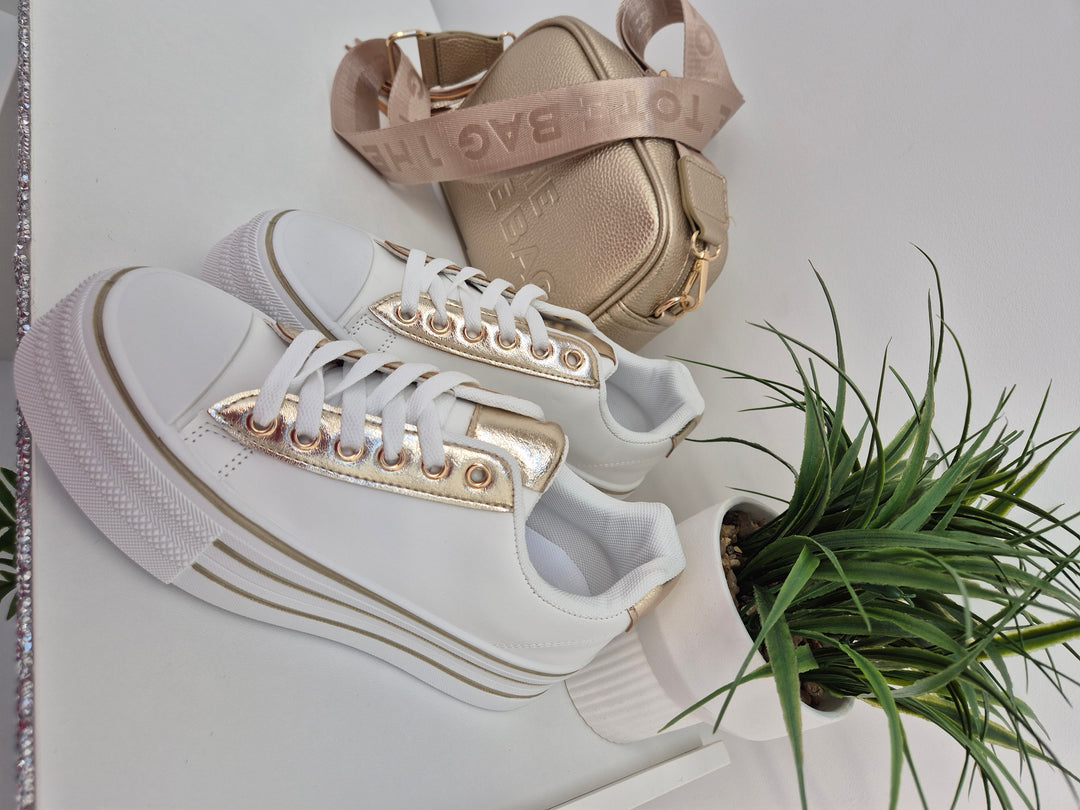 Barcelona Flatform Trainers - White