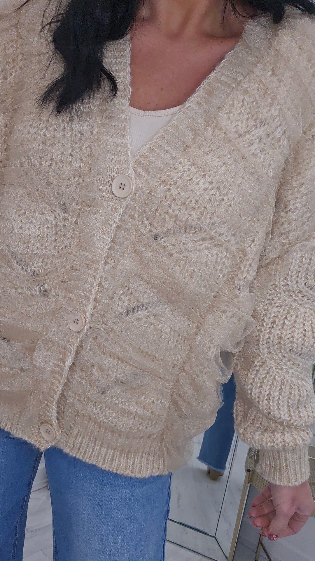 Marcia Mesh Cardigan - Natural