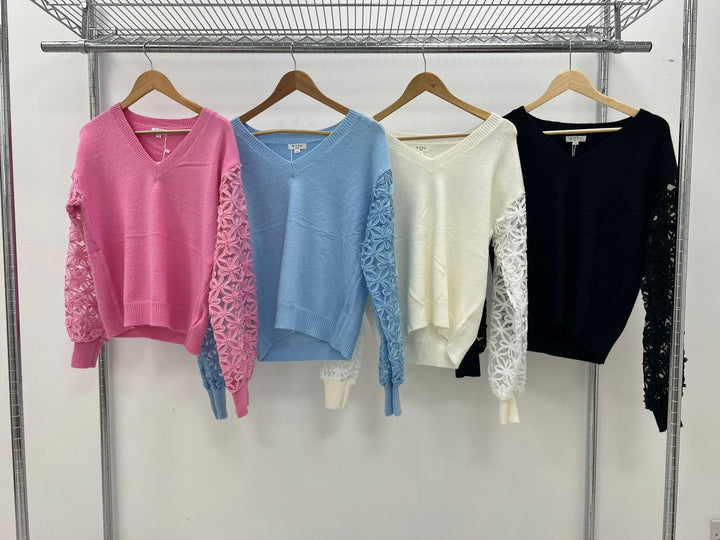 Layla Lace Sleeve Jumper - (Choose your colour)