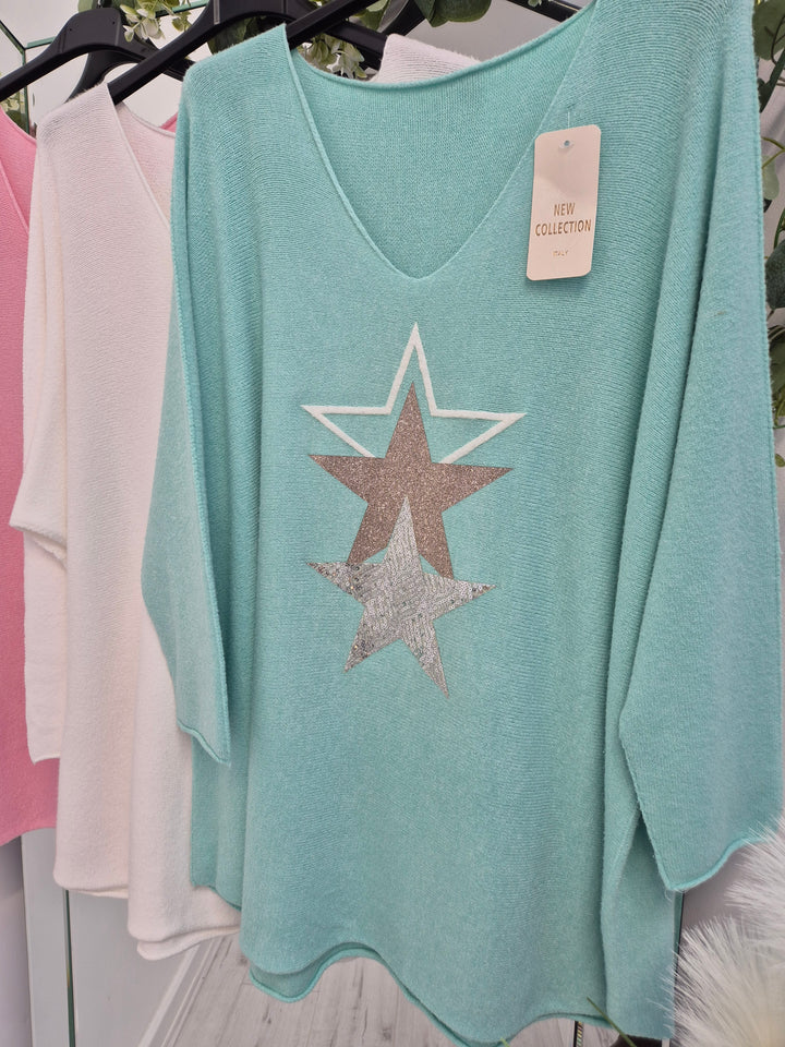 Triple Stars Jumper - (choose your Colour) (Curvy)