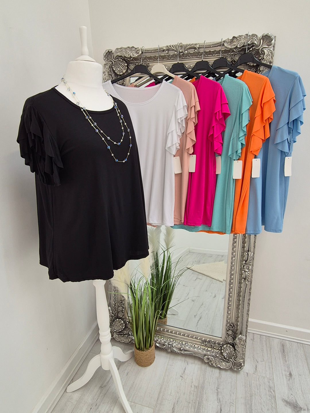 Gemma Frill Sleeve Tee Shirt - (choose your Colour)