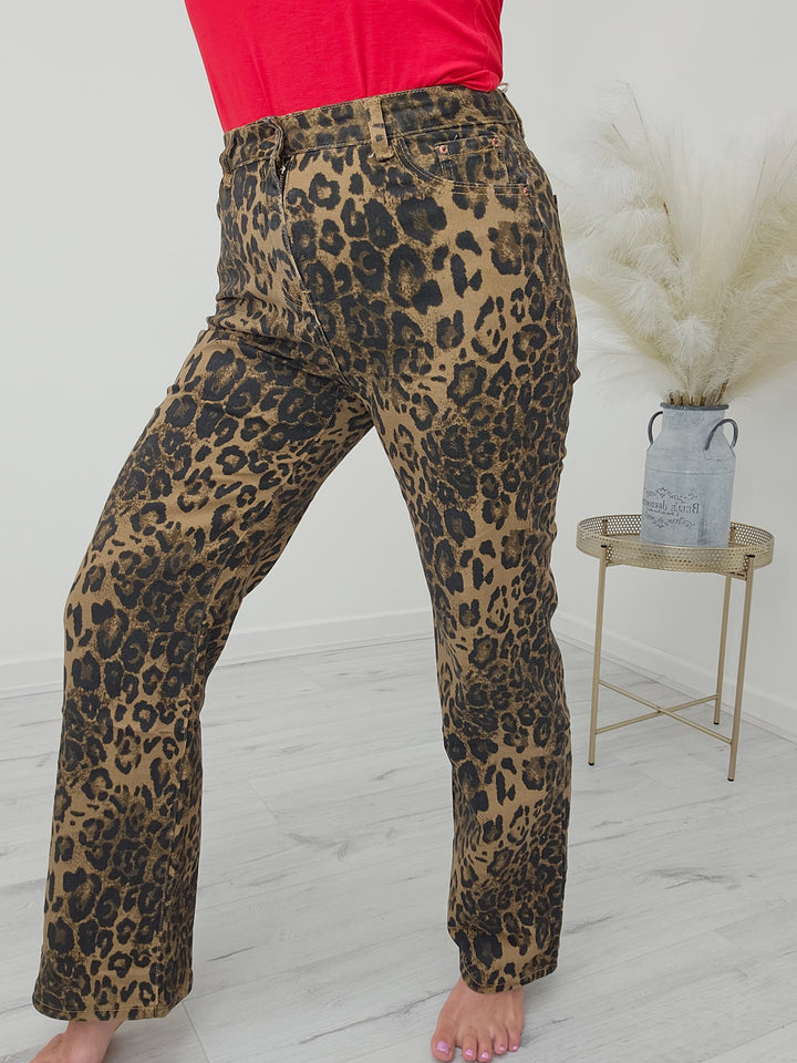 G Smack Wide Leg Leopard Print Jeans - (choose your Size)