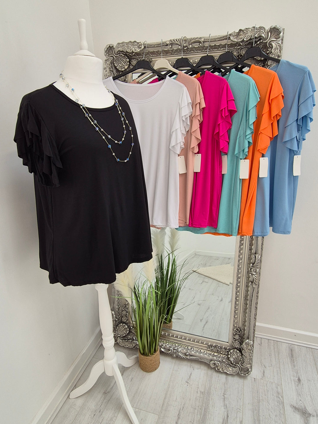 Gemma Frill Sleeve Tee Shirt - (choose your Colour)