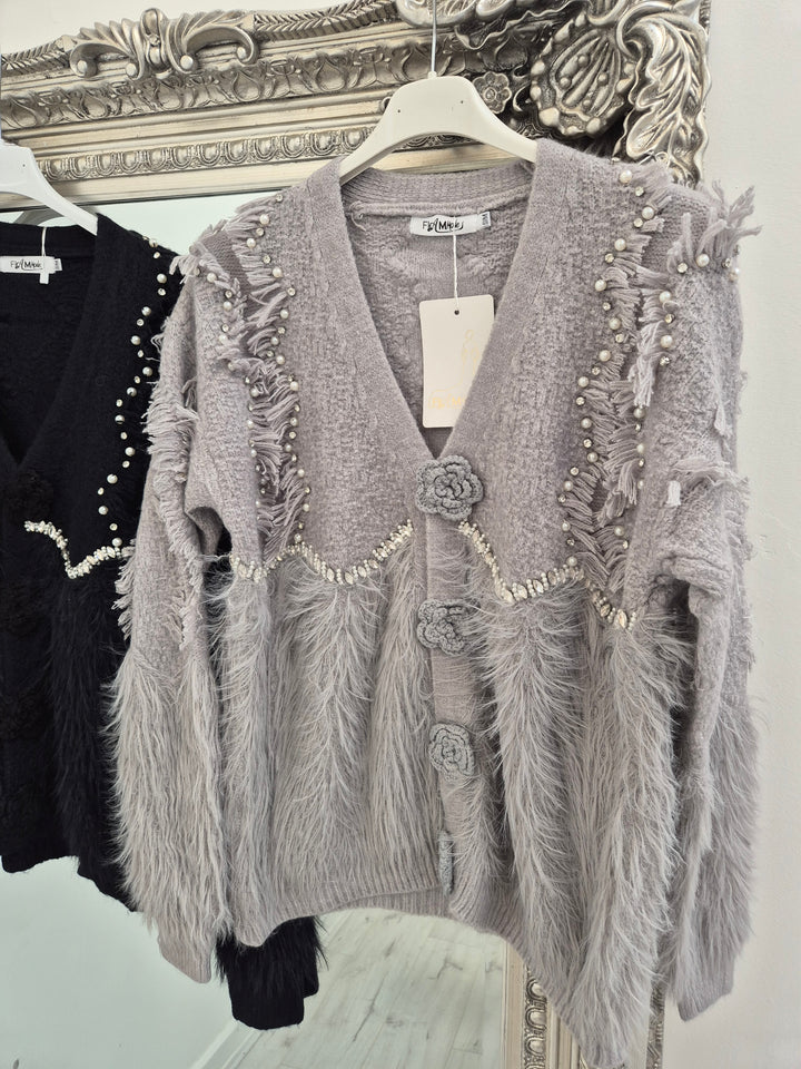 Christabelle Crystal & Pearl Cardigan - (choose your Colour & Size)