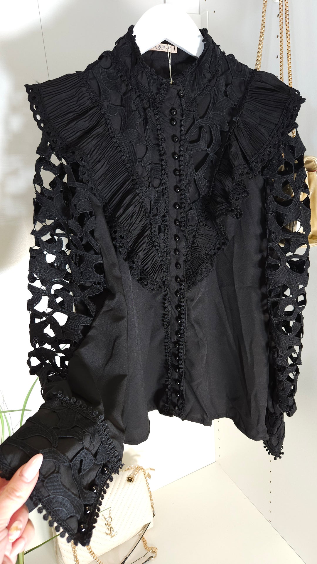 Ava Lace Blouse - Black