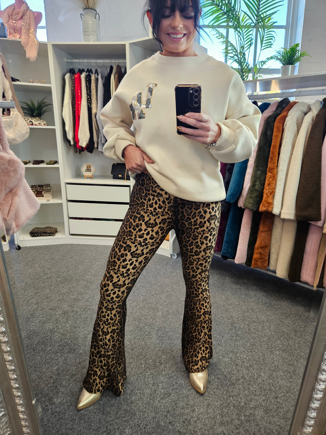 Lizzy Leopard Flared Leggings (Soft Touch) - (choose your Size)