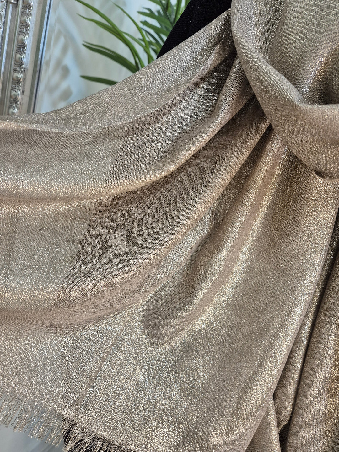 Oversized Metallic Scarf - Gold