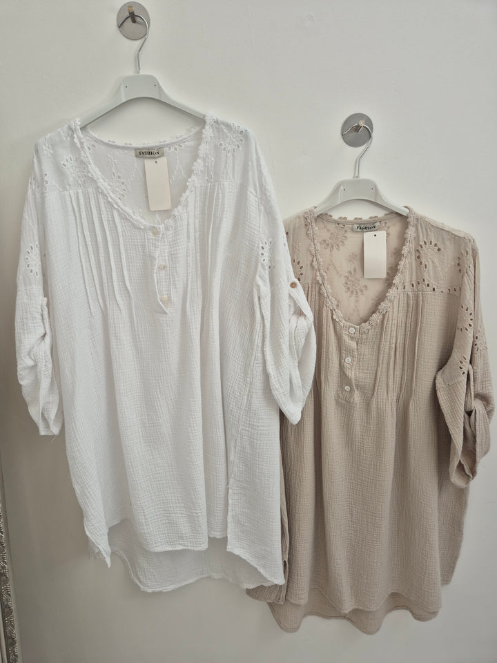 Daisy Cheesecloth (Waffle) Tunic Top - (choose your colour)