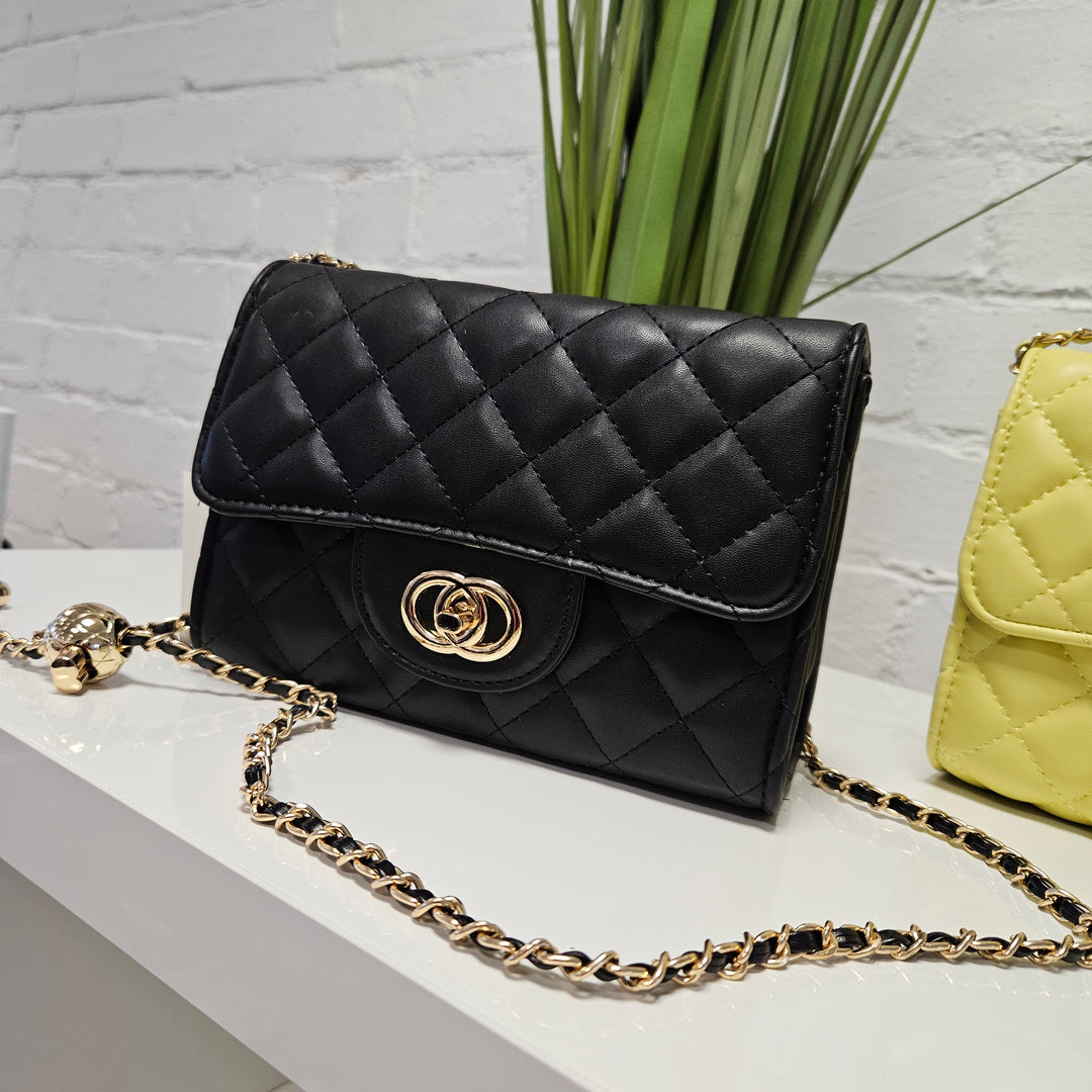 Coco Quilted Clasp Bag - Black ( Small )