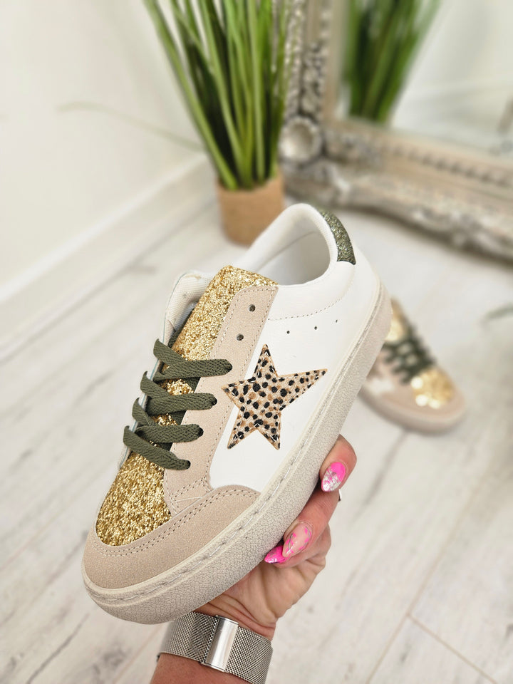 Leopard Trainers - Khaki