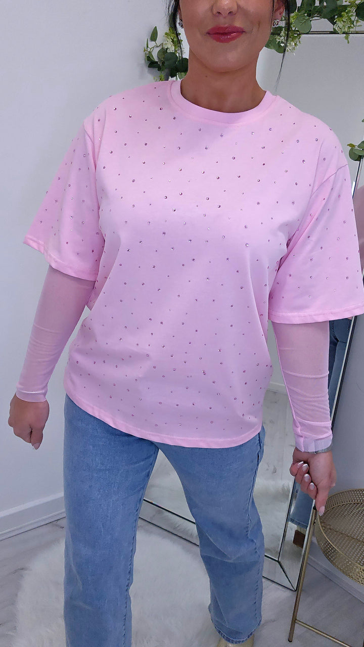 Mila Mesh Tee Shirt - Candy Pink