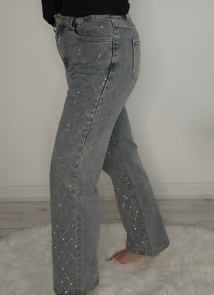 Kelly Diamante/Crystal Jeans - Stonewashed (choose your Size)