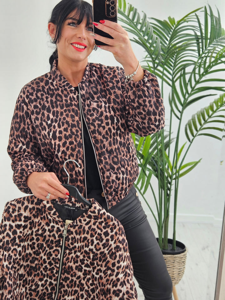 Lana Leopard Zip Bomber Jacket  - (choose your Colour)