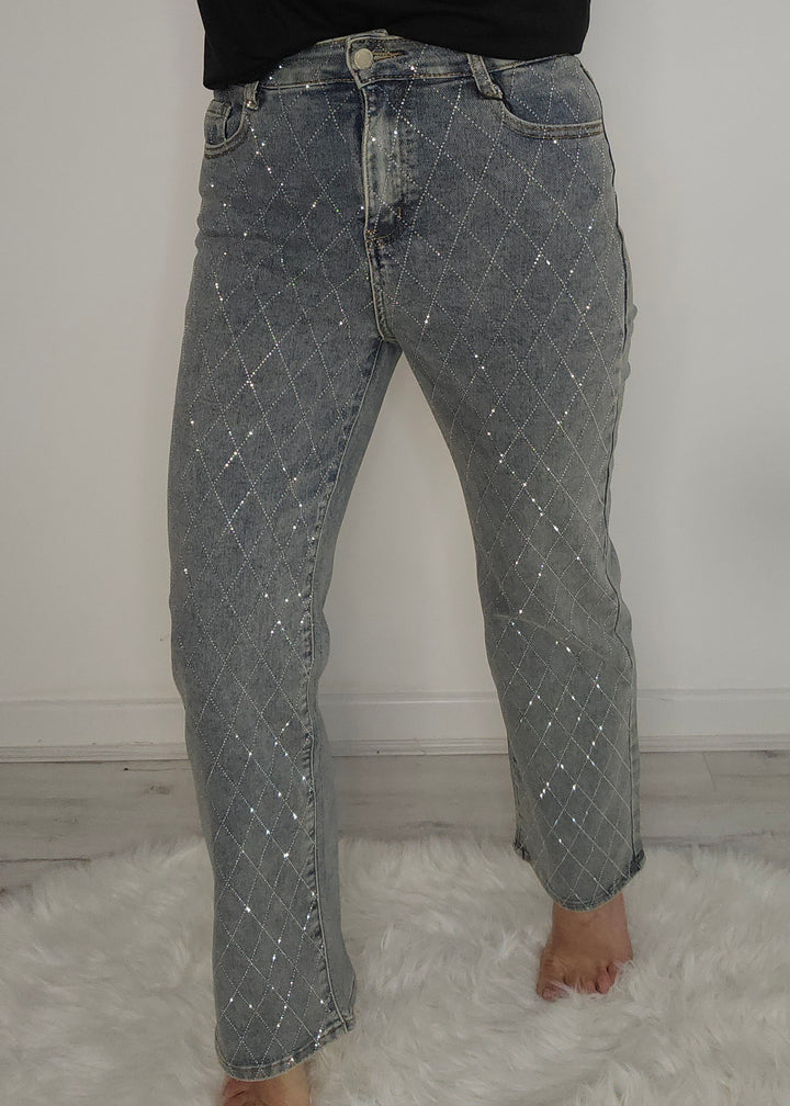 Kelly Diamante/Crystal Jeans - Stonewashed (choose your Size)