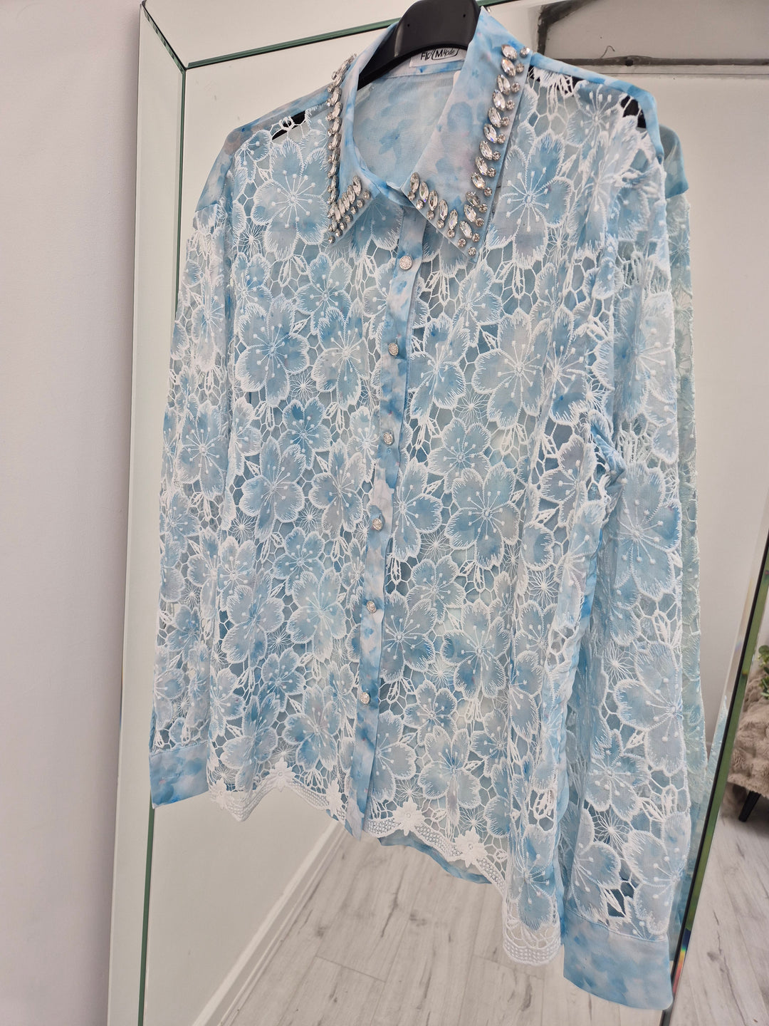 Janine Lace Crystal Blouse - (choose your Colour and Size)