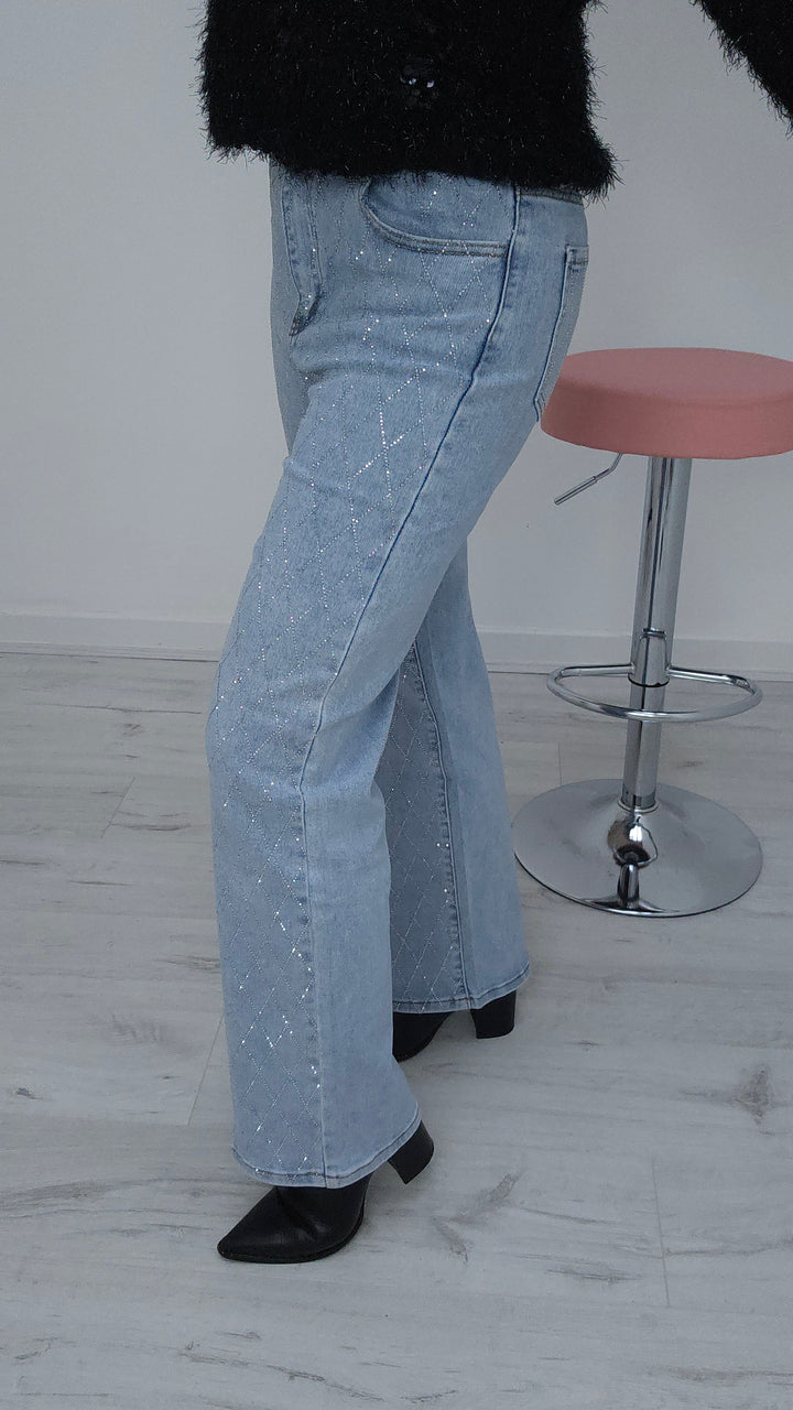 Kelly Diamante/Crystal Jeans - Blue (choose your Size)