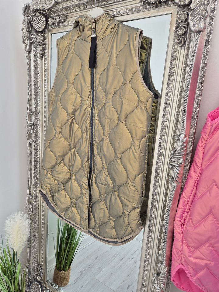 Maisie Metallic Quilted Gilet (Choose your Colour)