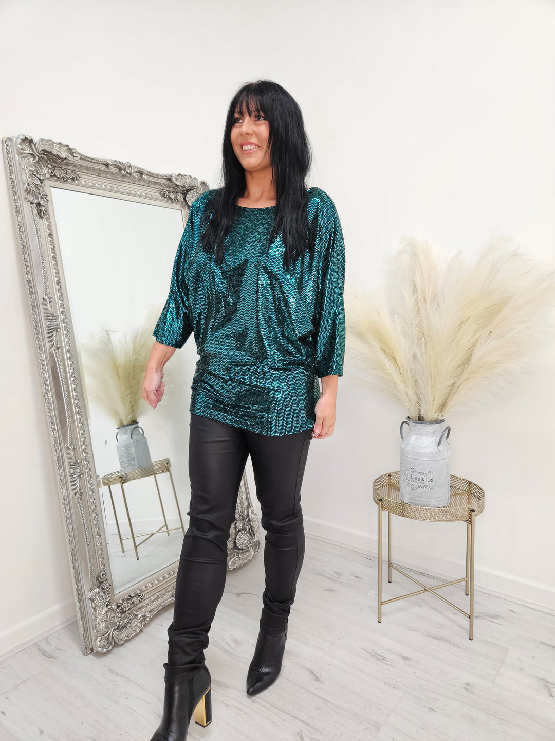 Ritz Sequin Top - Green