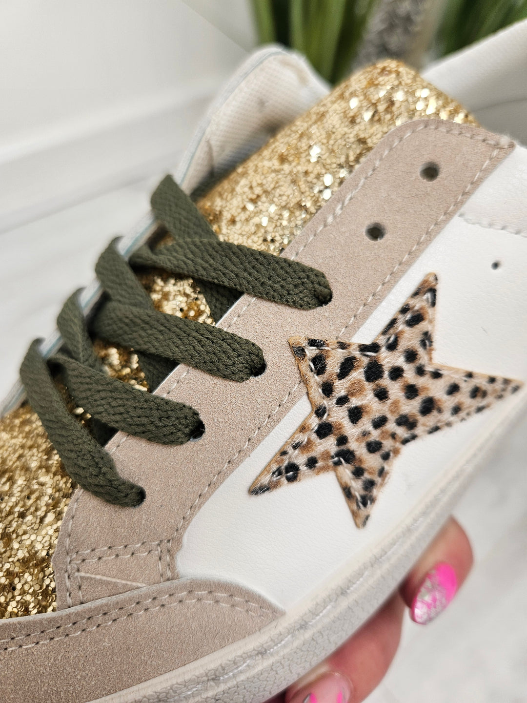 Leopard Trainers - Khaki