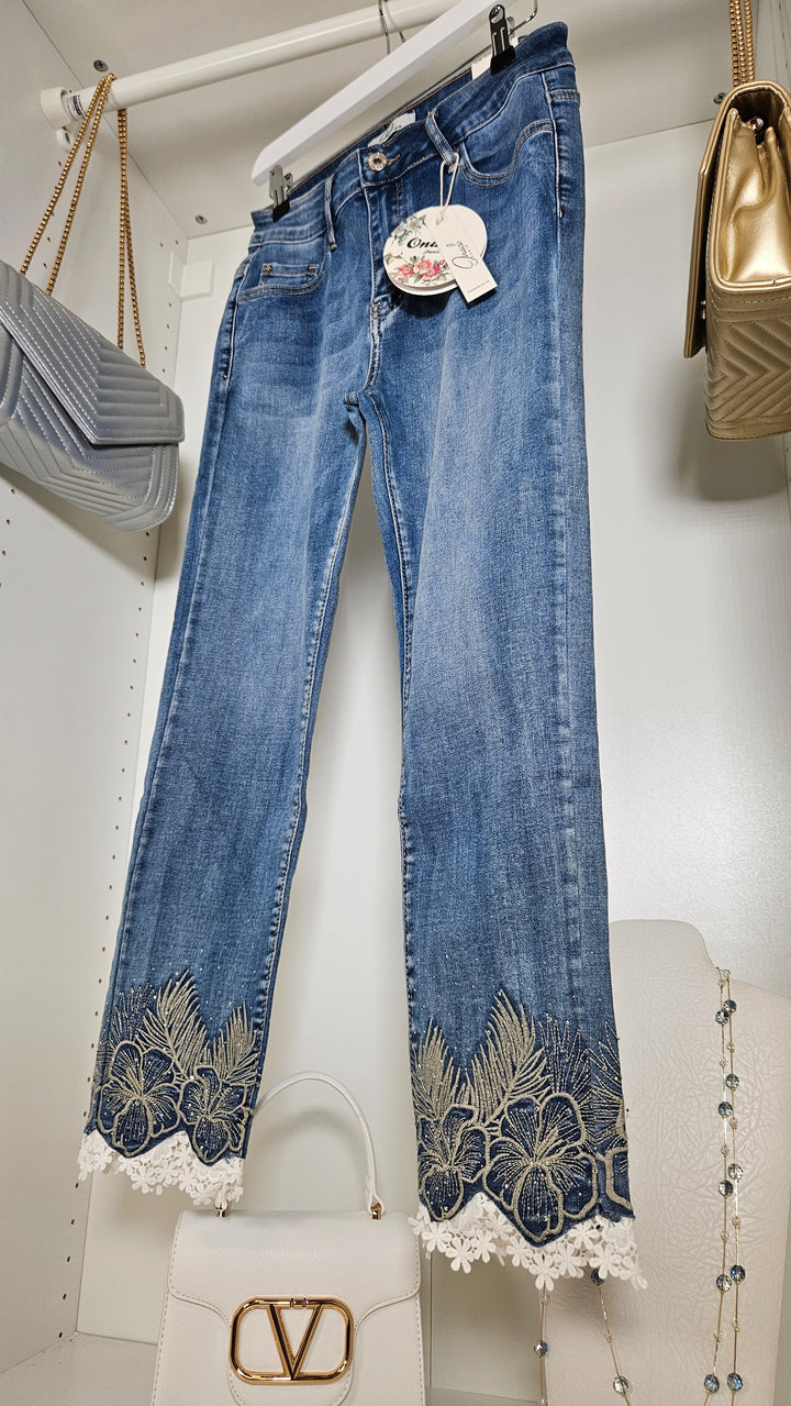 Crystal & Lace Jeans - Stonewashed (All Sizes)