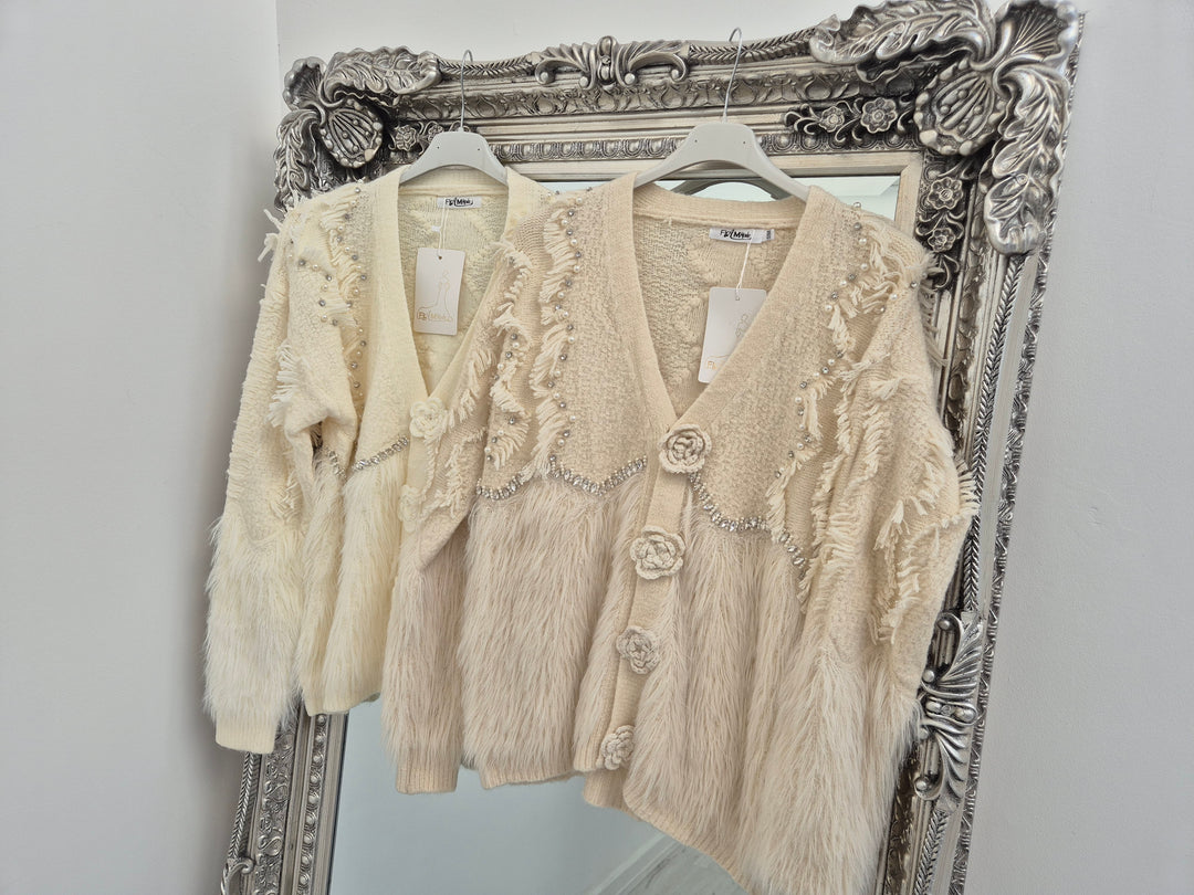 Christabelle Crystal & Pearl Cardigan - (choose your Colour & Size)