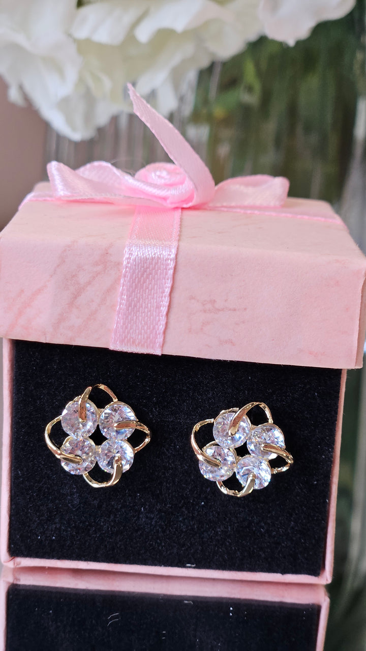 Infinity Crystal Earrings - Gold Tone (Pierced)