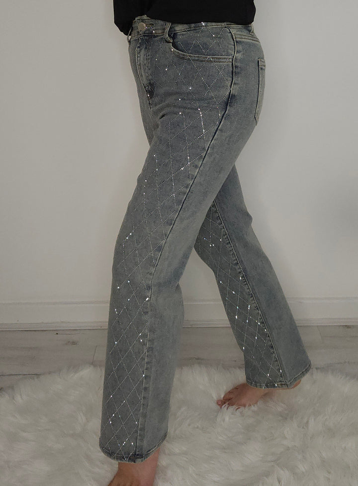 Kelly Diamante/Crystal Jeans - Stonewashed (choose your Size)