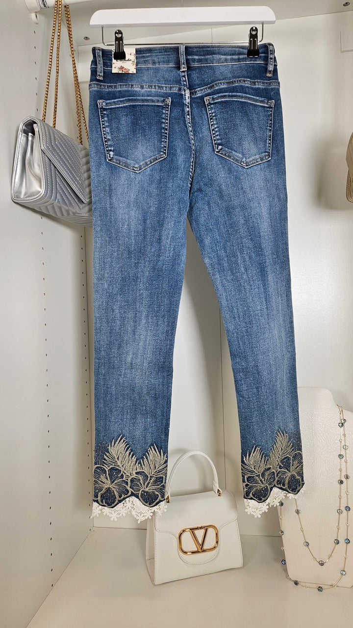 Crystal & Lace Jeans - Stonewashed (All Sizes)