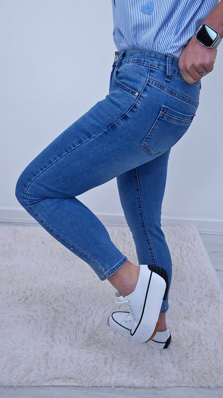 Crystal Ankle Grazer Jeans - (choose your Size)