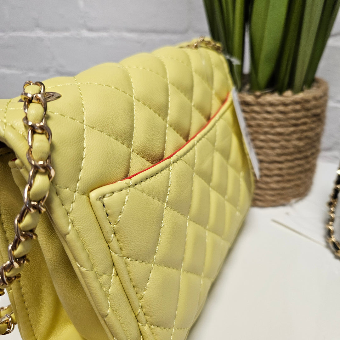 Coco Quilted Clasp Bag - Lemon ( Small )