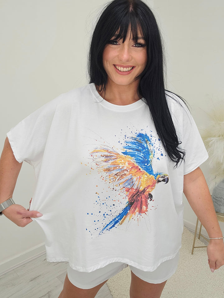 Parrot Tee Shirt (Curvy) - White