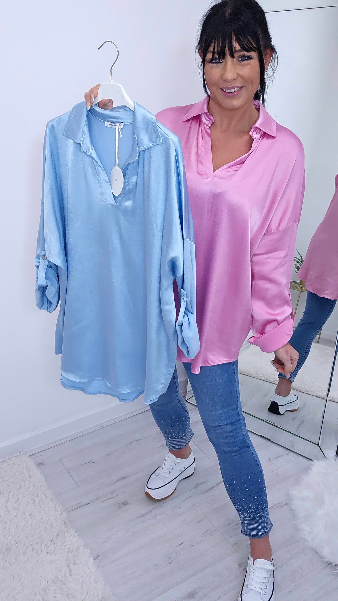 Sassy Satin Shirt - (choose your Colour)