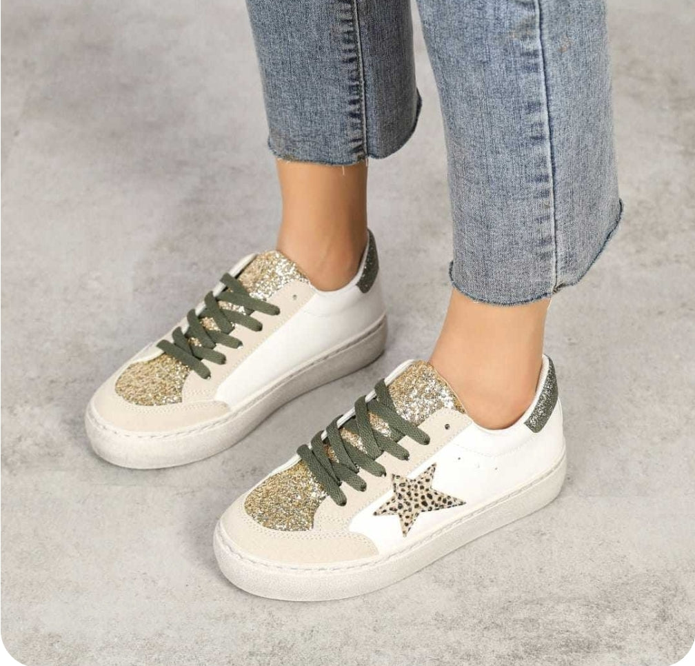 Leopard Trainers - Khaki