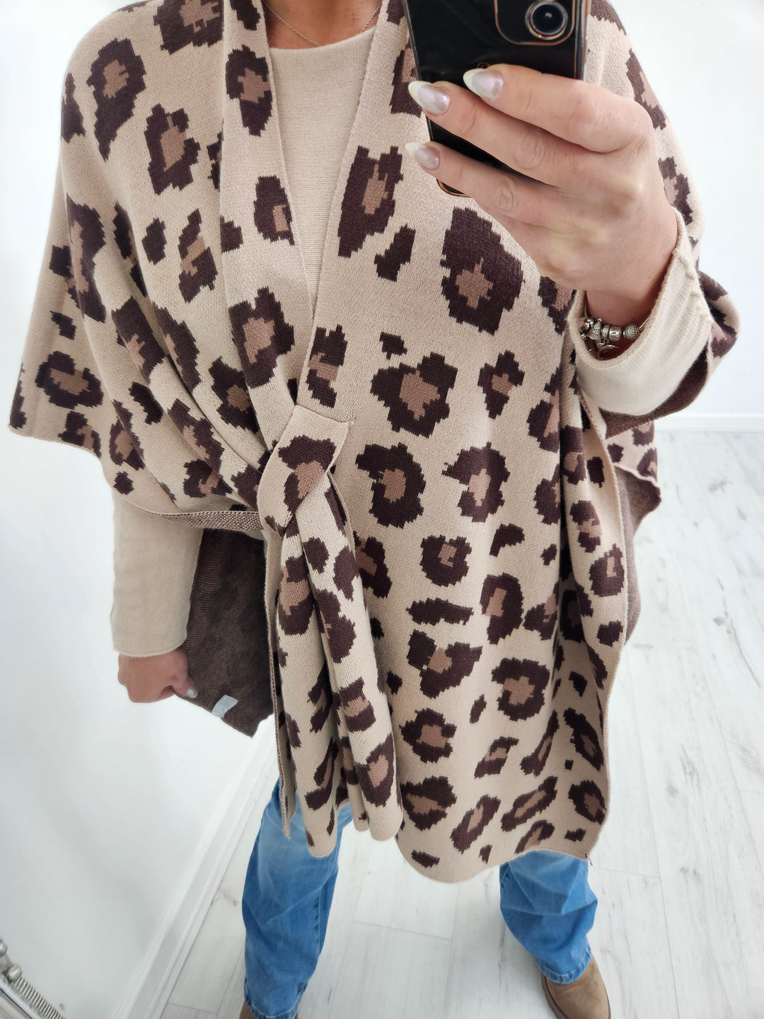 Tara Tie Leopard Cardigan/Poncho - (choose your Colour)