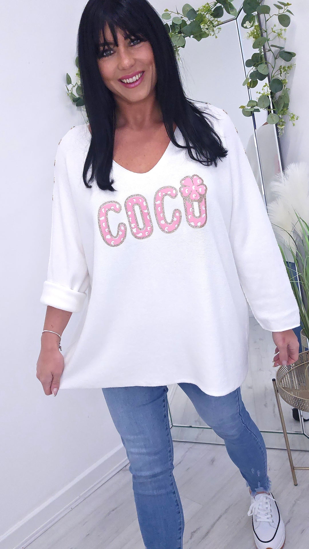 Carla Gold Buttoned Jumper (choose your Colour) Oversized