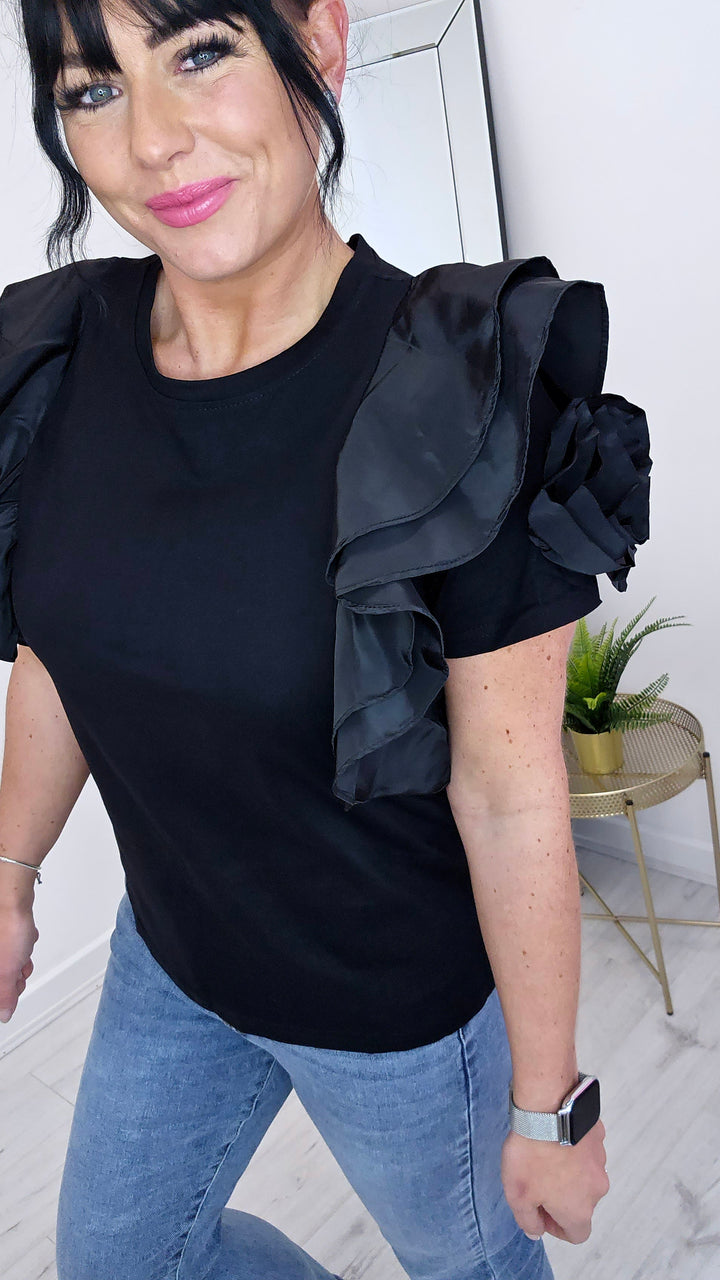 Angelica Flower & Frill Tee - (choose your Colour & Size)