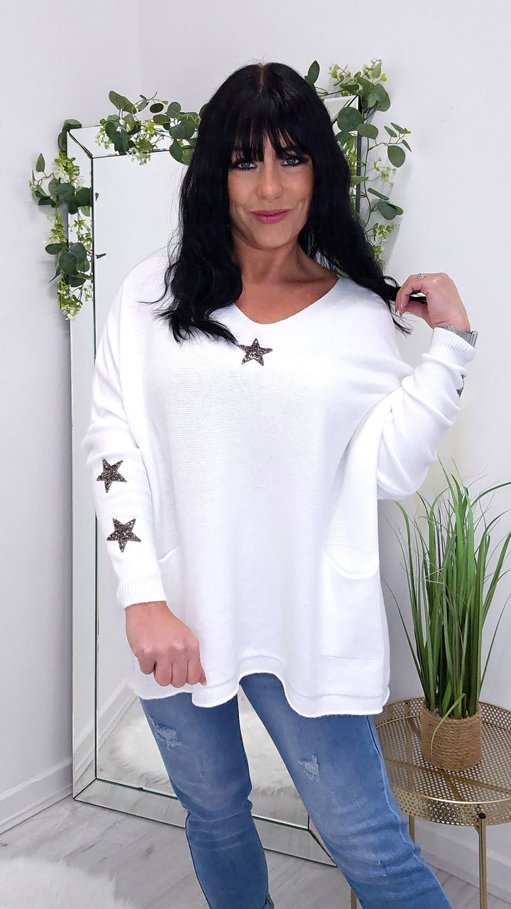 Star Jumper - White (Curvy)