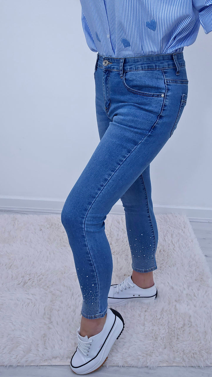 Crystal Ankle Grazer Jeans - (choose your Size)