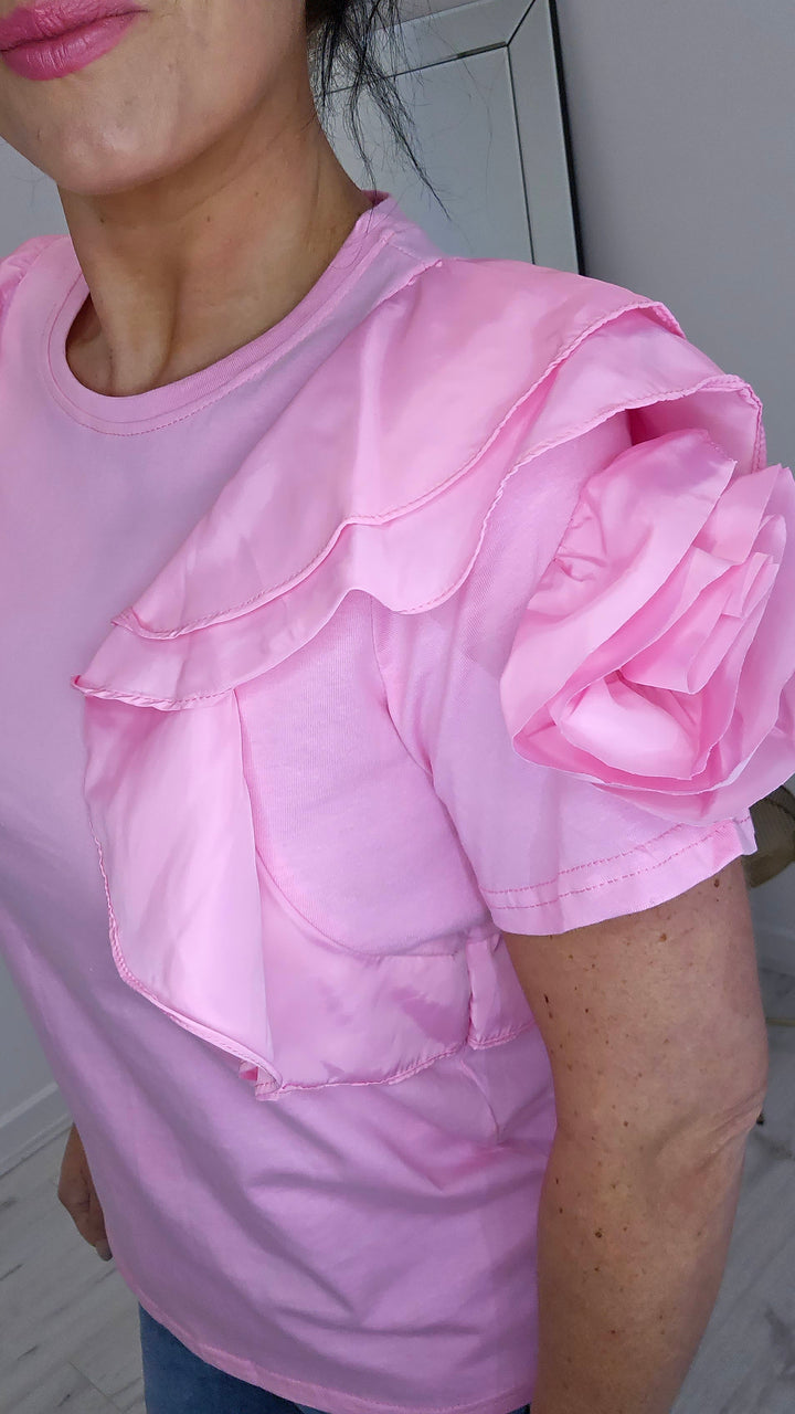 Angelica Flower & Frill Tee - (choose your Colour & Size)