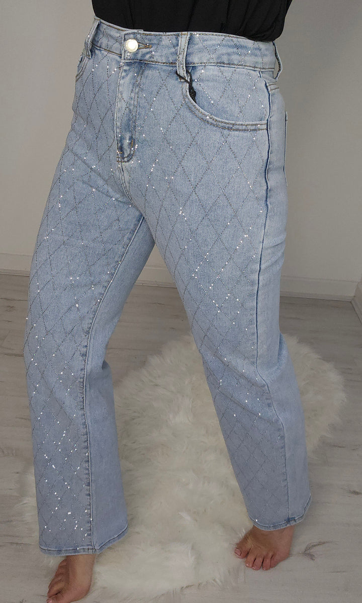 Kelly Diamante/Crystal Jeans - Blue (choose your Size)