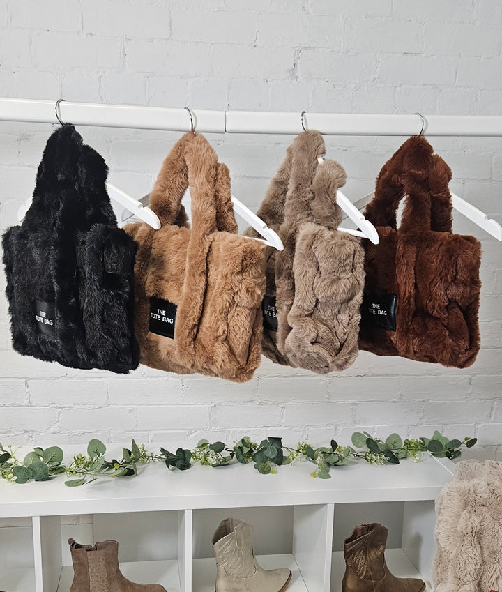 Oslo Fluffy Faux Fur Tote Bag (Medium Size) - (choose your Colour)