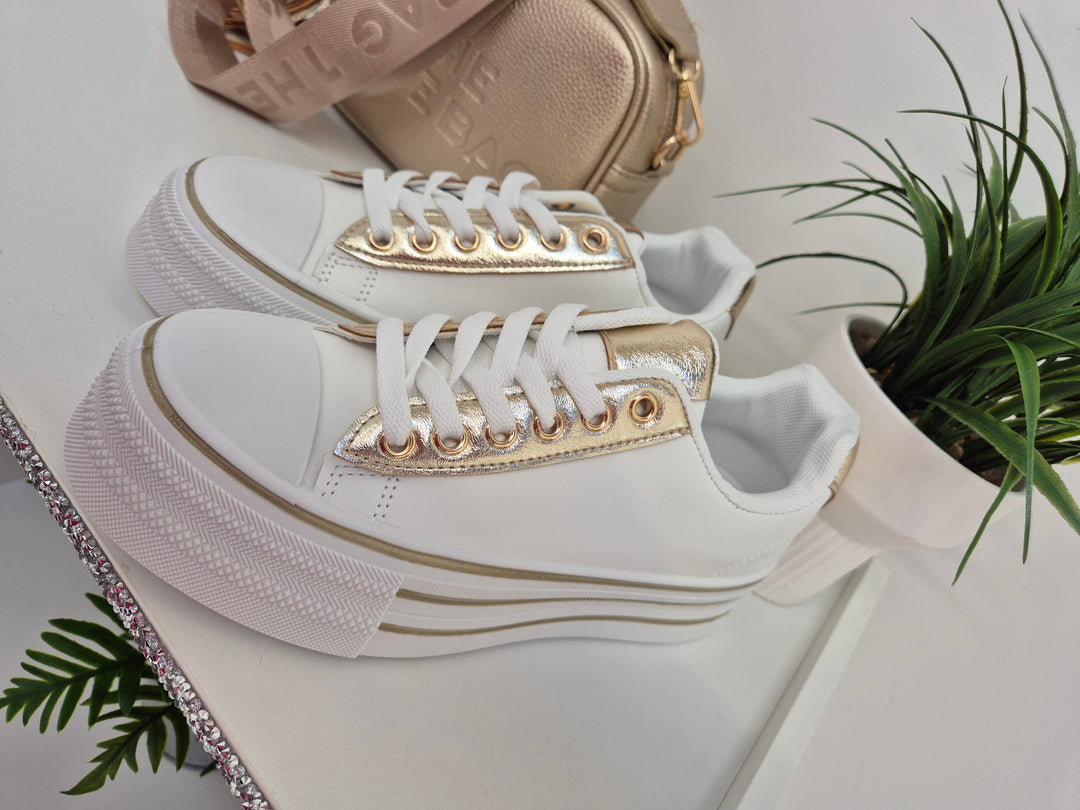 Barcelona Flatform Trainers - White