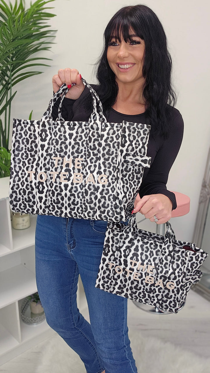 The Tote Bag - Grey Leopard