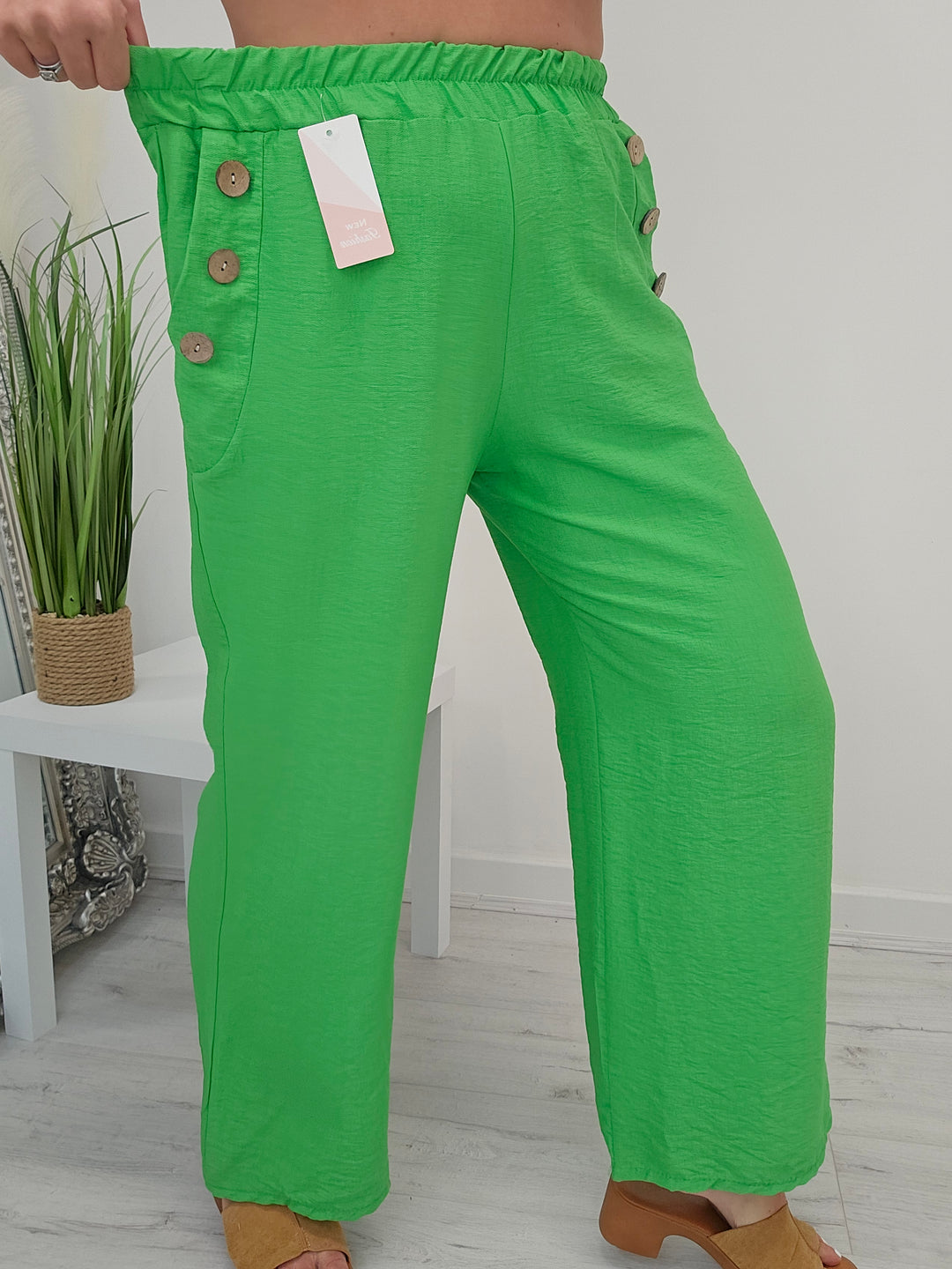 Candice Wide Leg Pants - Lime